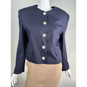 JH Collectibles Union Made in USA Jacket size 6 Navy 85% Rayon, 15% Linen